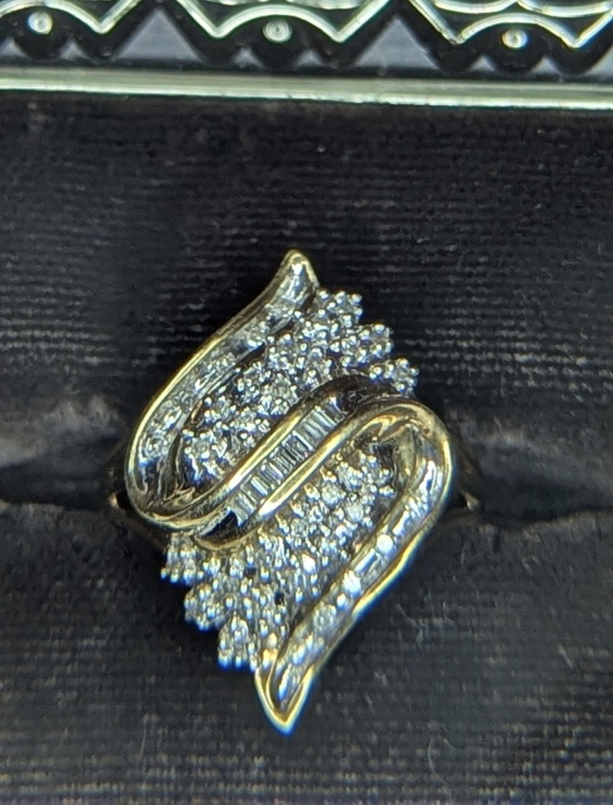 Antique 10k Gold Diamond Engagement Ring Size 7 1