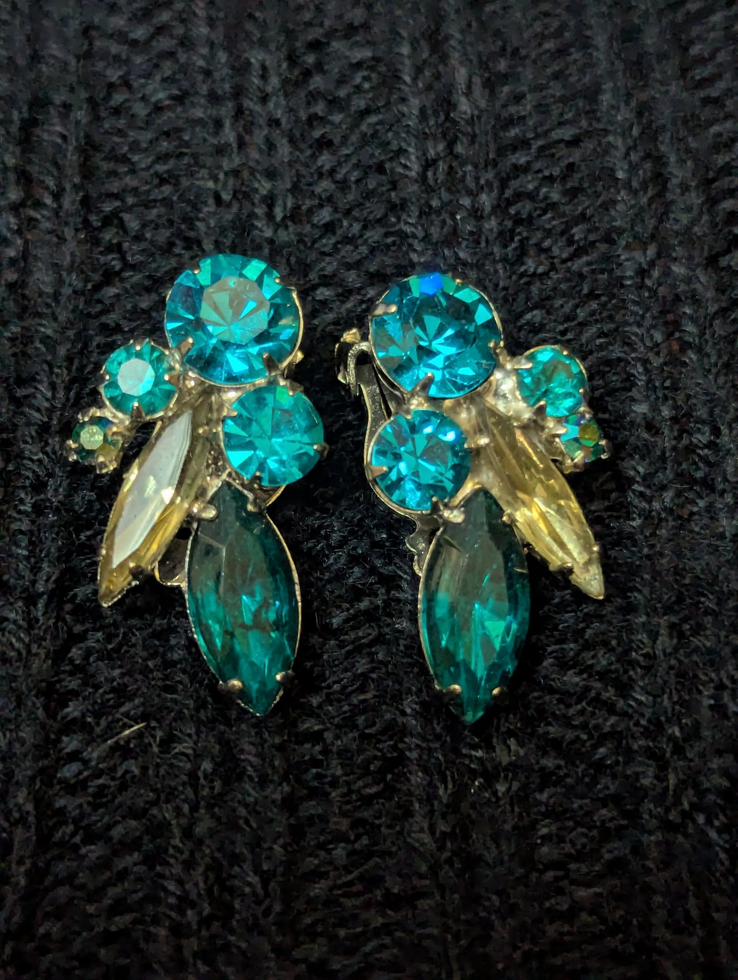 Antique broach & clip on earring set 3