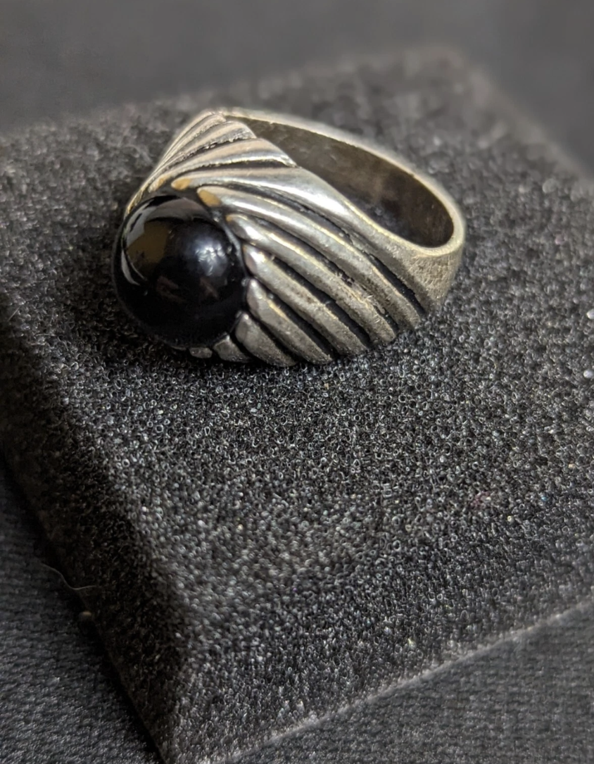 Vintage Sarah Co Sterling Silver Onyx Ring Size 8 2