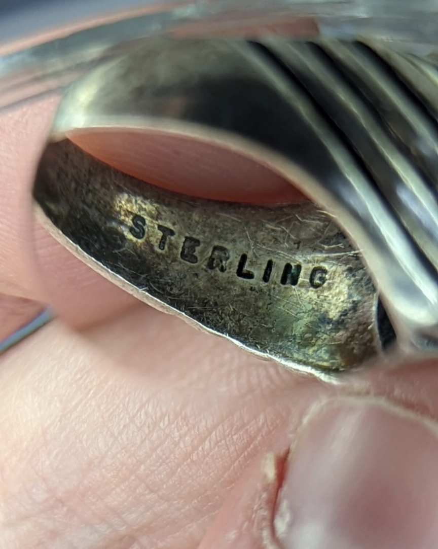 Vintage Sarah Co Sterling Silver Onyx Ring Size 8 3