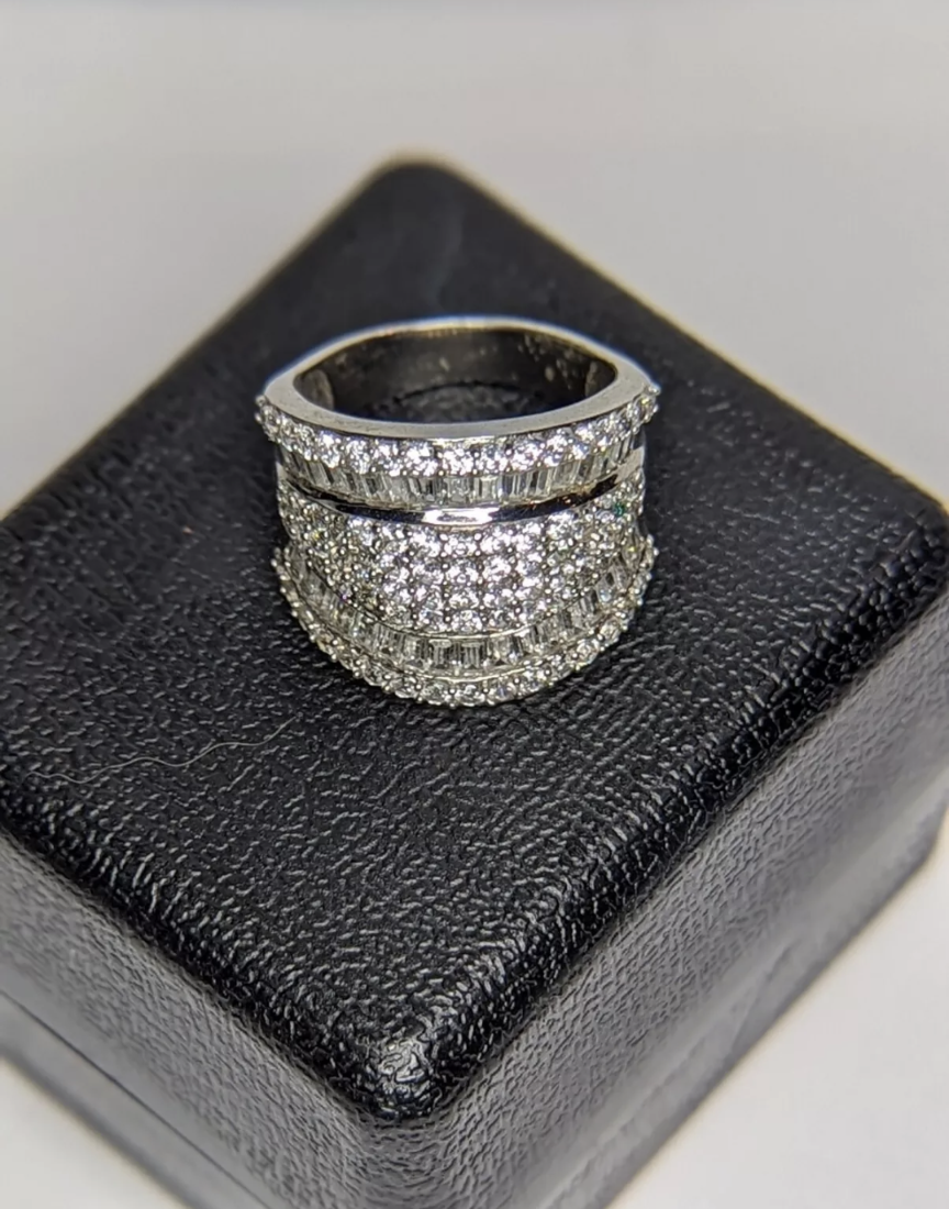 Women's White Cubic Zirconia Rhodium Over Sterling Silver Ring