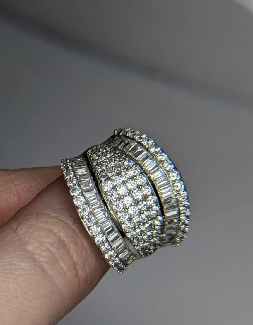 Women's White Cubic Zirconia Rhodium Over Sterling Silver Ring 2