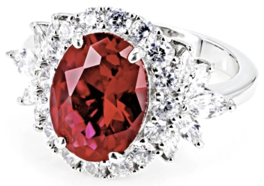 Antique (Pre-owned) Sterling Silver Lab Created Ruby&White Zirconia Ring Size 9 6.75 CTW