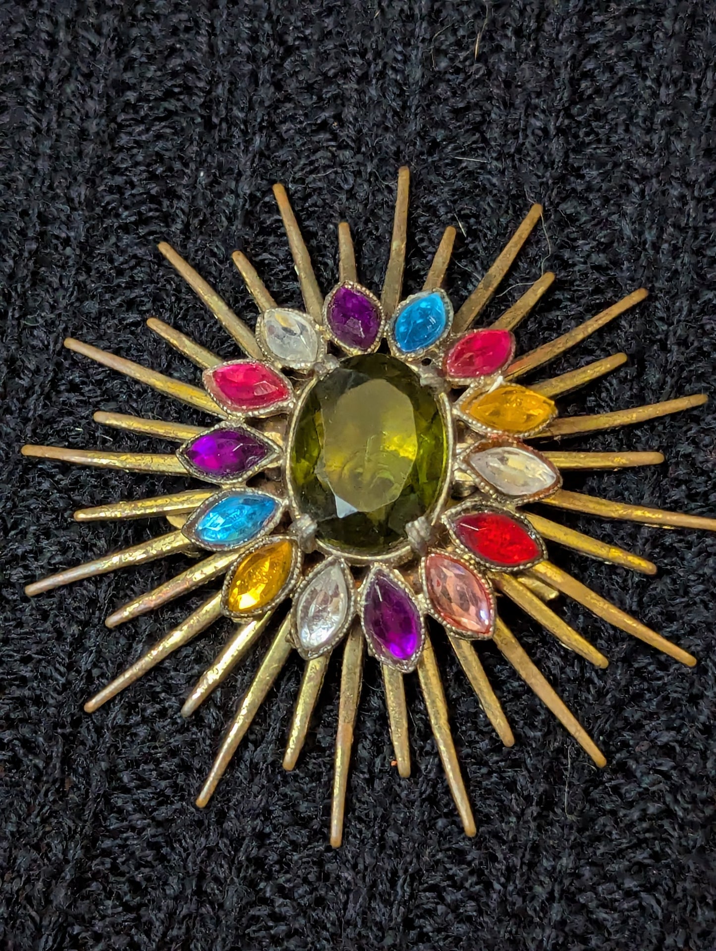 Antique Rainbow starburst shaped broach