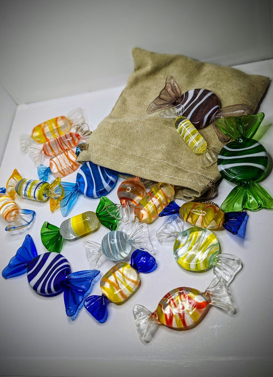 EsotericMineralsnCrystals Hand Blown Glass Candy Set