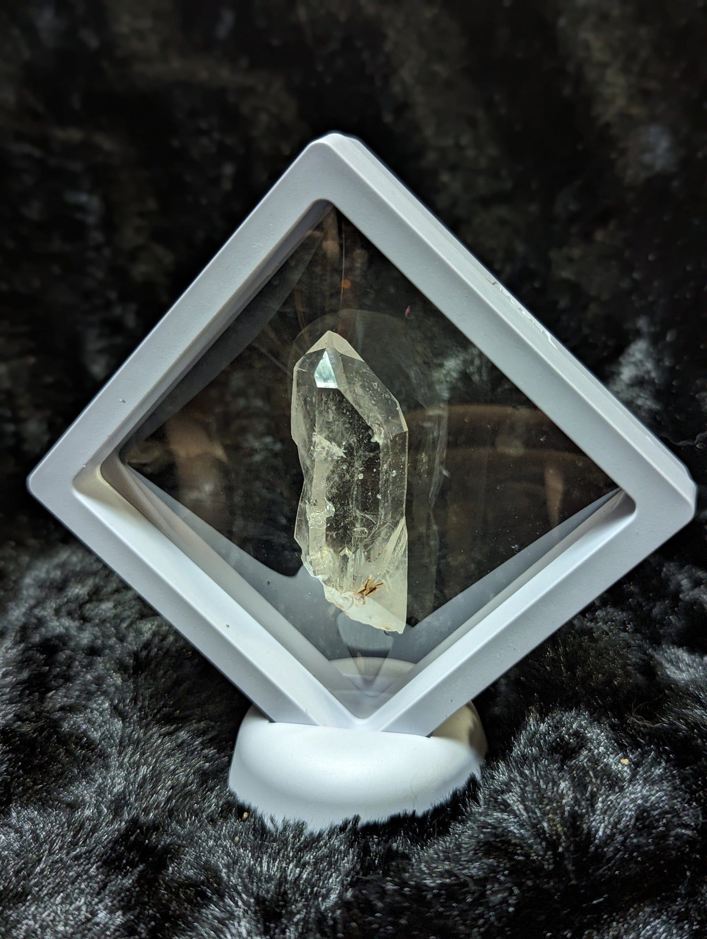 EsotericMineralsnCrystals Arkansas Quartz Crystal Point in Floating Frame Display