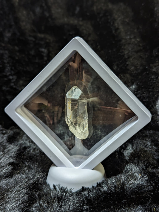 EsotericMineralsnCrystals Arkansas Quartz Crystal in Floating Frame Display