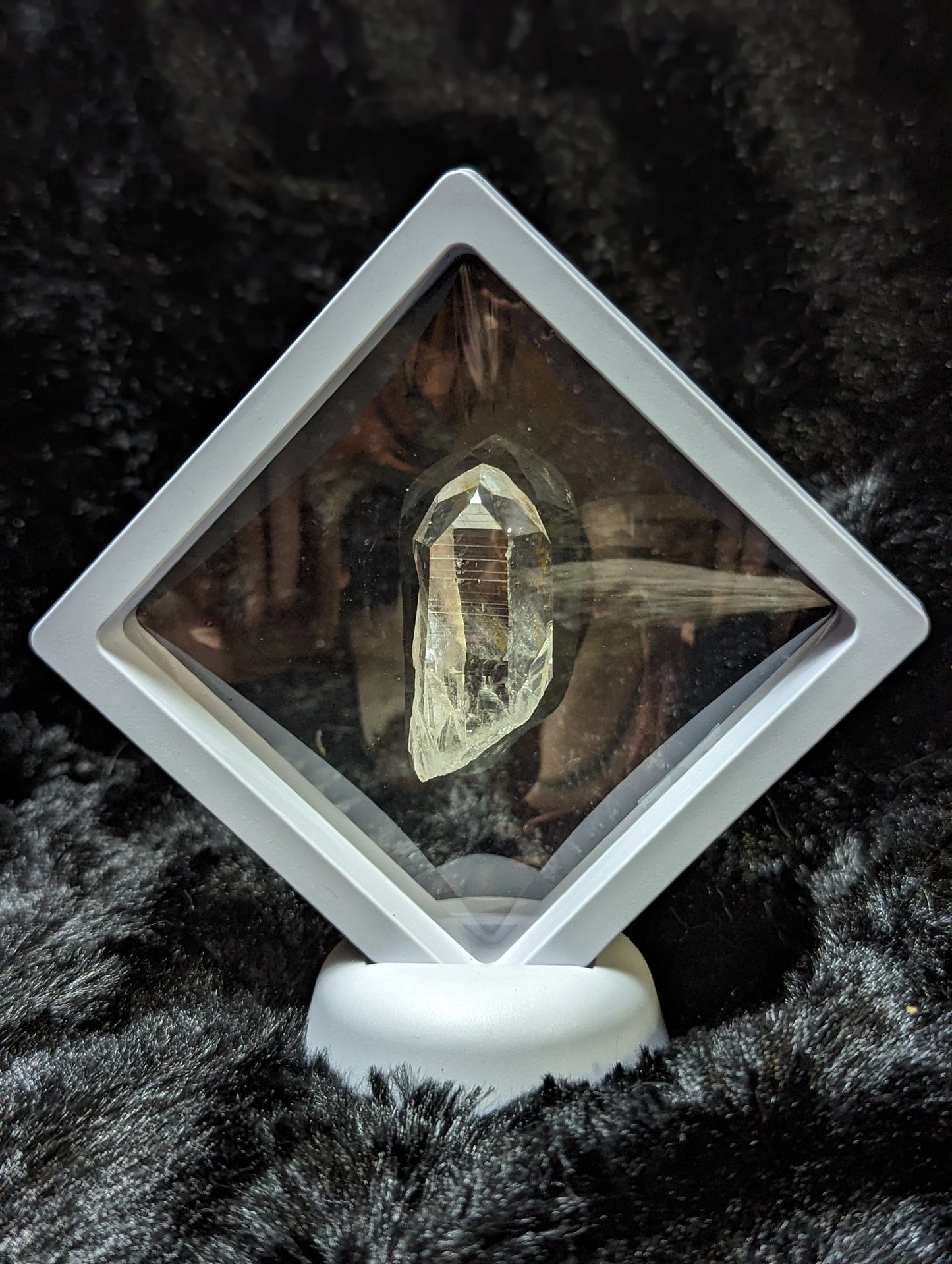 EsotericMineralsnCrystals Arkansas Quartz Crystal in Floating Frame Display