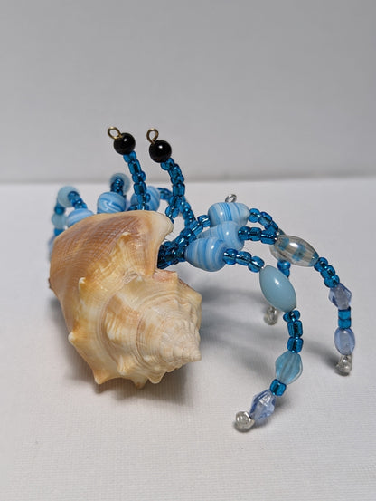 EsotericMineralsnCrystals Blue handmade beaded Hermit crab