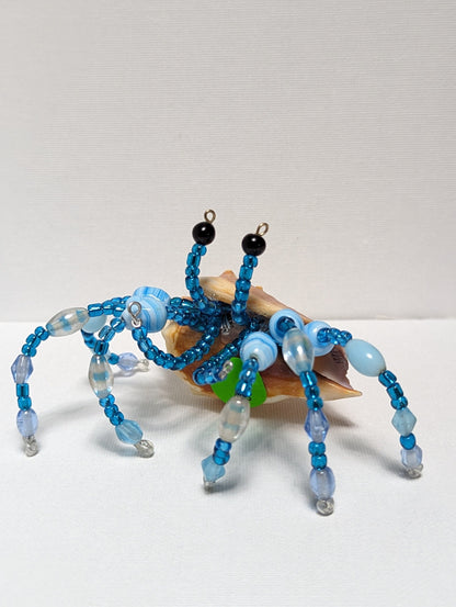 EsotericMineralsnCrystals Blue handmade beaded Hermit crab