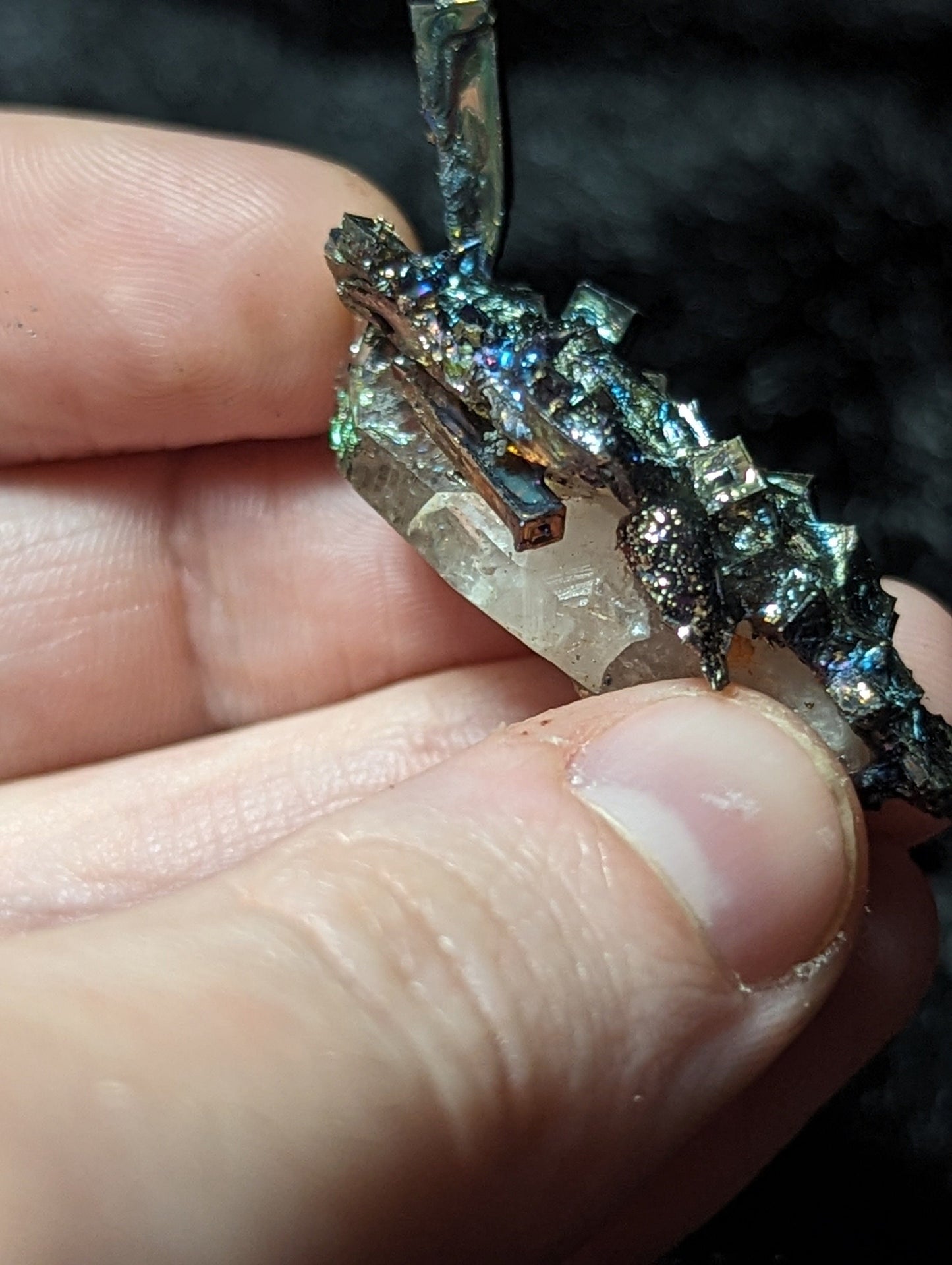 EsotericMineralsnCrystals Bismuth Crystal on Quartz