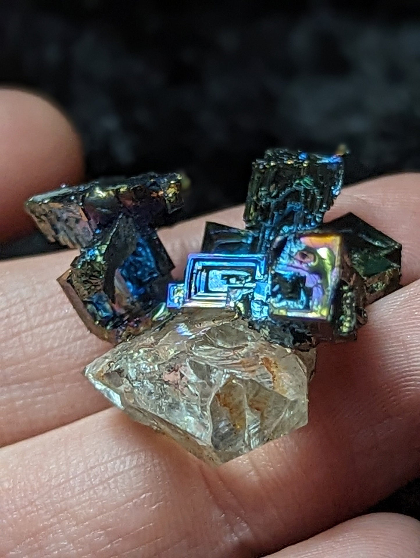 EsotericMineralsnCrystals Bismuth Crystal on Quartz