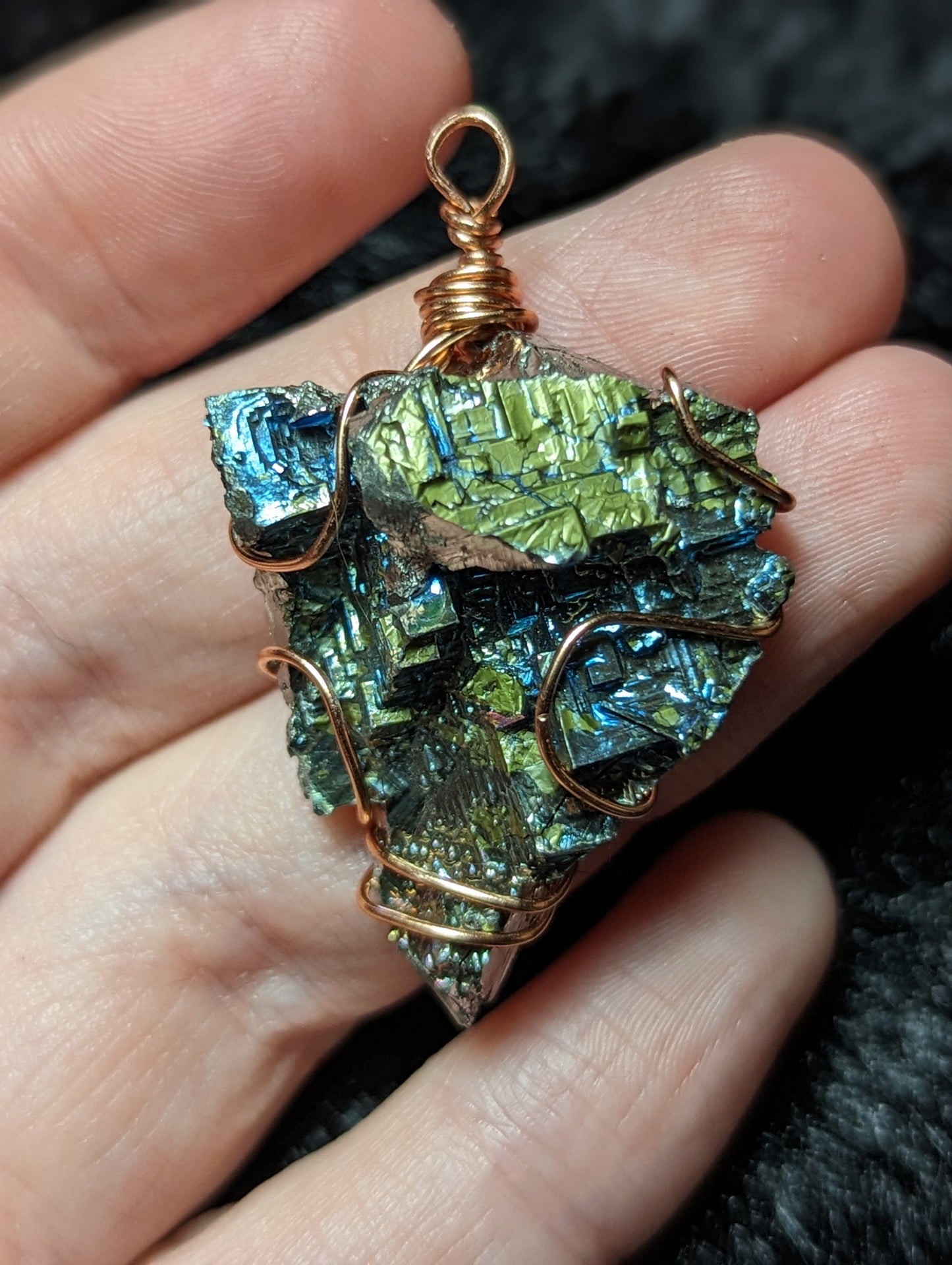 EsotericMineralsnCrystals Bismuth copper pendant