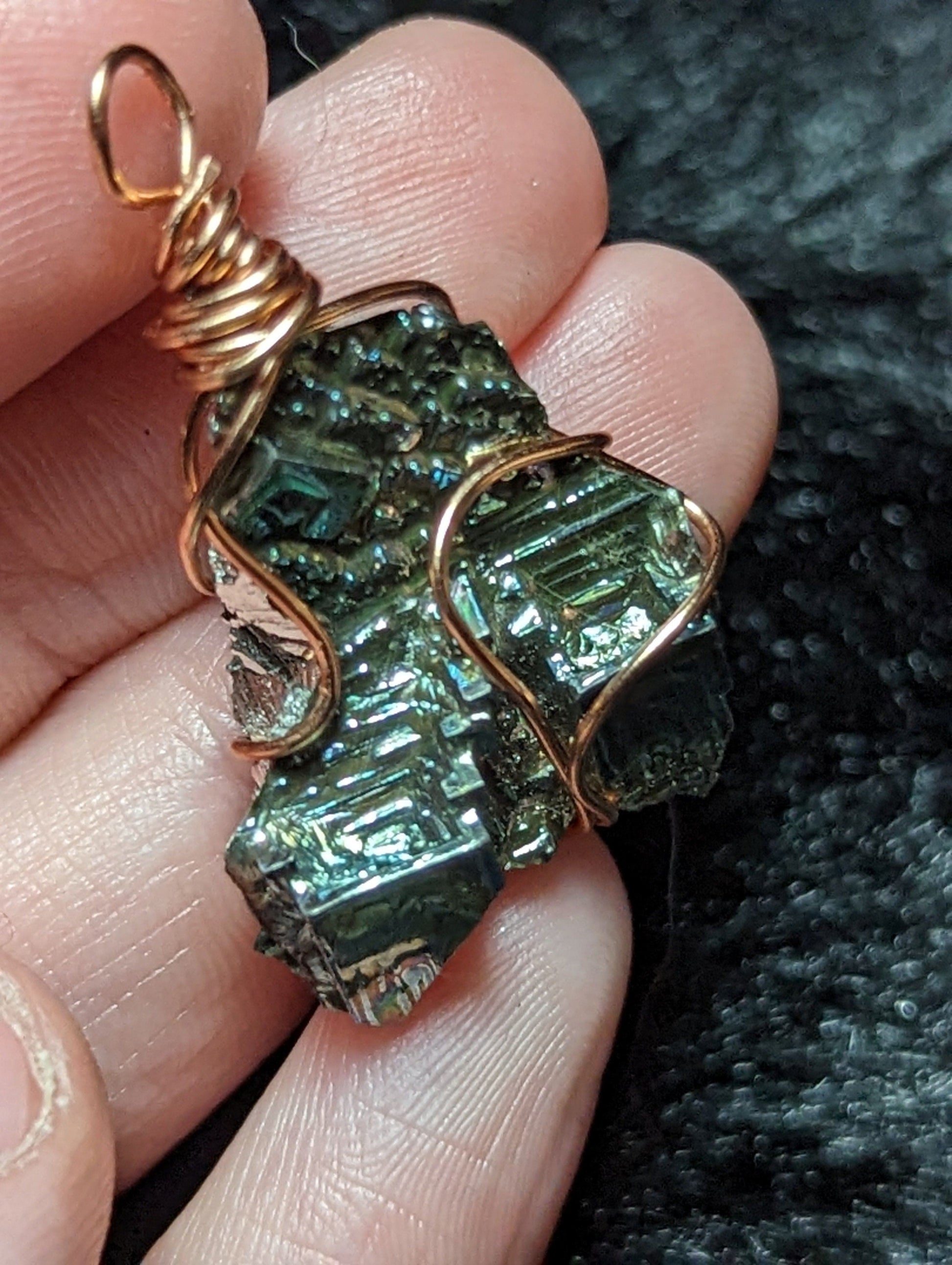 EsotericMineralsnCrystals Bismuth copper pendant