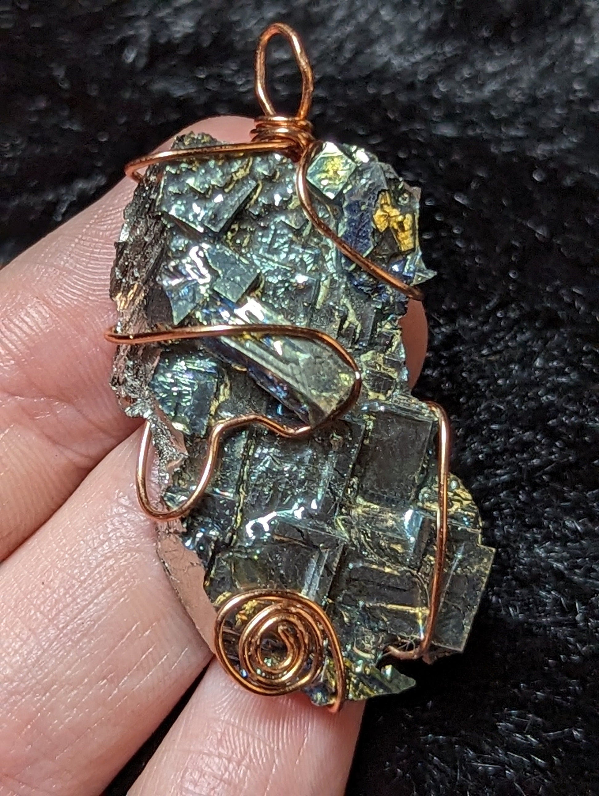 EsotericMineralsnCrystals Bismuth copper pendant