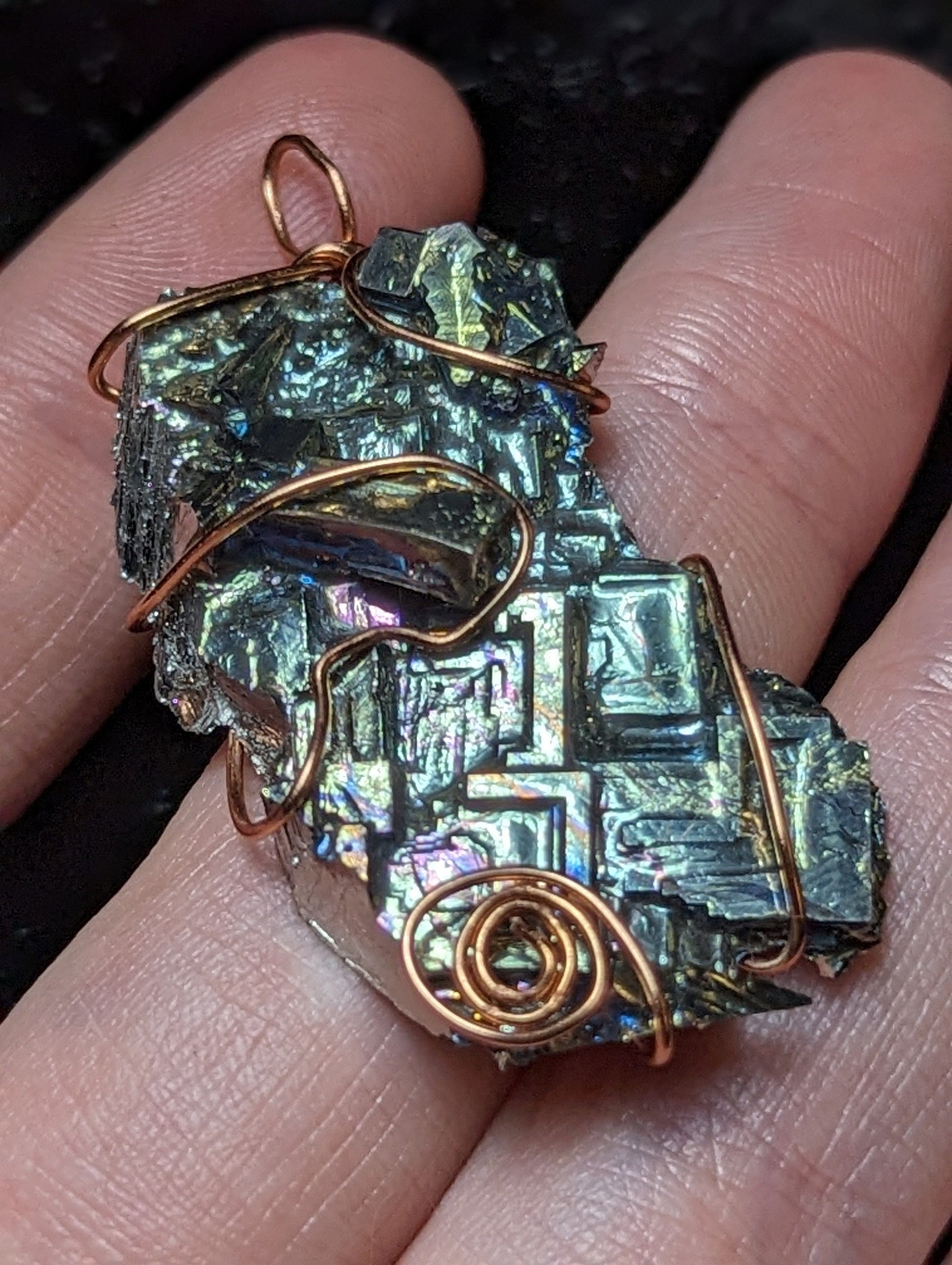 EsotericMineralsnCrystals Bismuth copper pendant