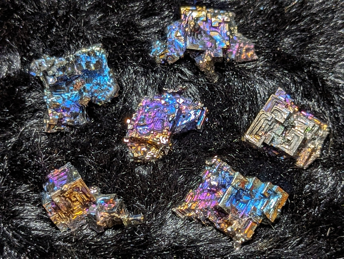 Set of 6 Rainbow Bismuth Crystals