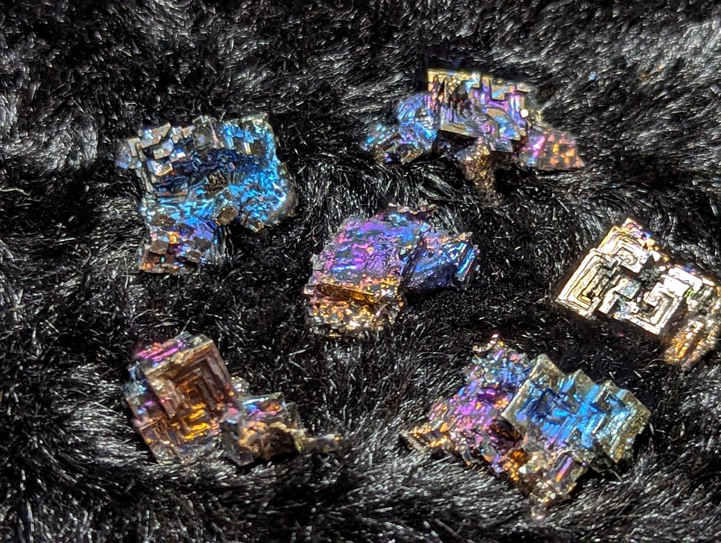 Set of 6 Rainbow Bismuth Crystals