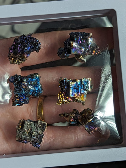 Set of 6 Rainbow Bismuth Crystals