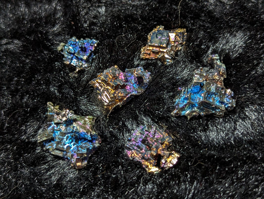 Set of 6 Rainbow Bismuth Crystals