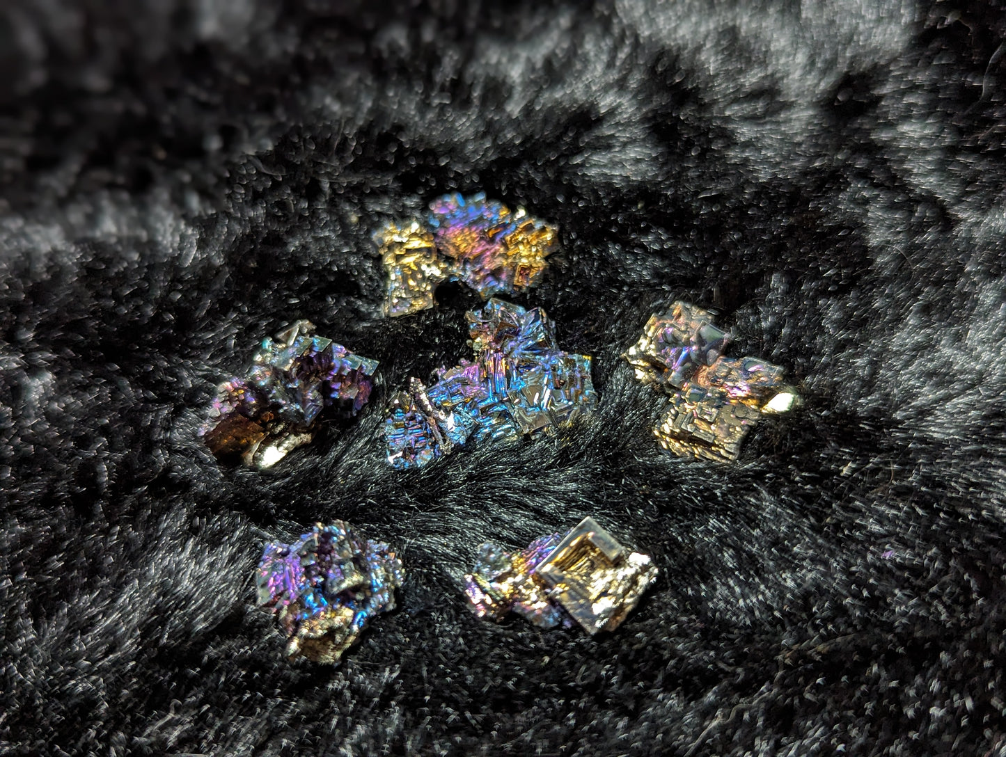 Set of 6 Rainbow Bismuth Crystals