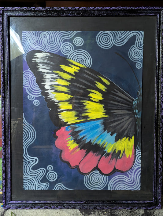 Trippy Butterfly original framed painting (18in x 24in)