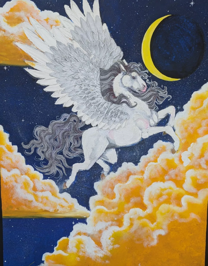 Pegasus OOAK Textured Painting (24"x30") stretched Canvas Art