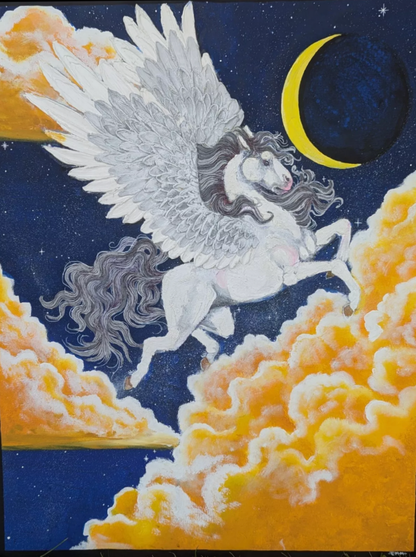 Pegasus OOAK Textured Painting (24"x30") stretched Canvas Art