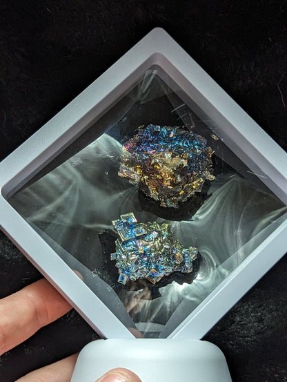 Set of 2 Bismuth Crystals in Floating Frame Display