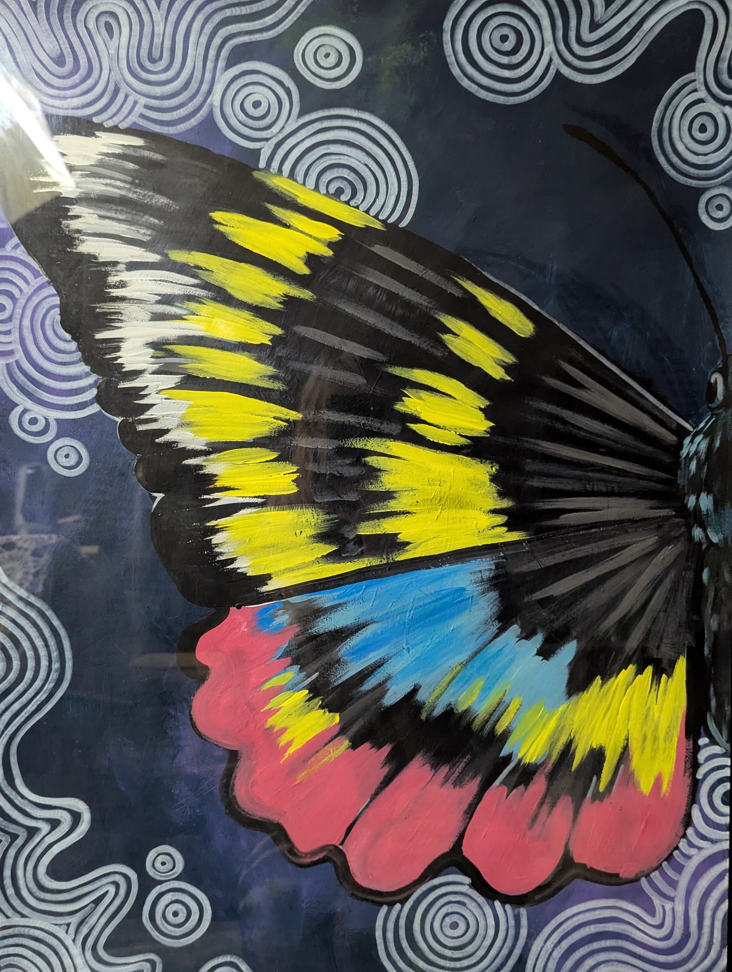 Trippy Butterfly original framed painting (18in x 24in)