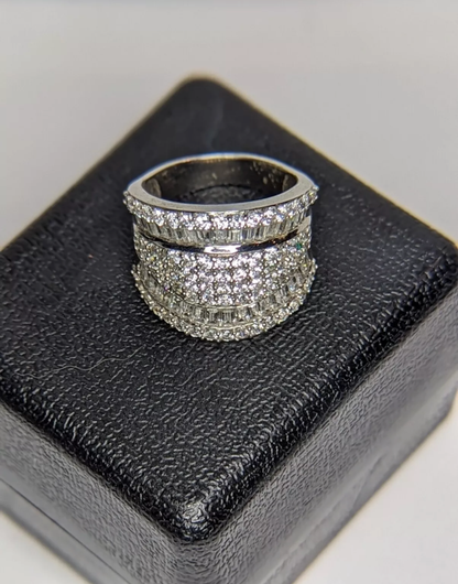 Women's White Cubic Zirconia Rhodium Over Sterling Silver Ring