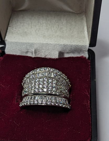 Women's White Cubic Zirconia Rhodium Over Sterling Silver Ring 1