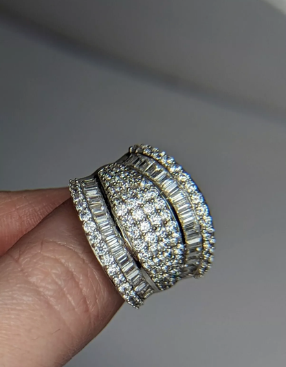 Women's White Cubic Zirconia Rhodium Over Sterling Silver Ring 2
