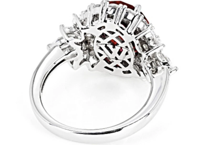 Antique (Pre-owned) Sterling Silver Lab Created Ruby&White Zirconia Ring Size 9 6.75 CTW