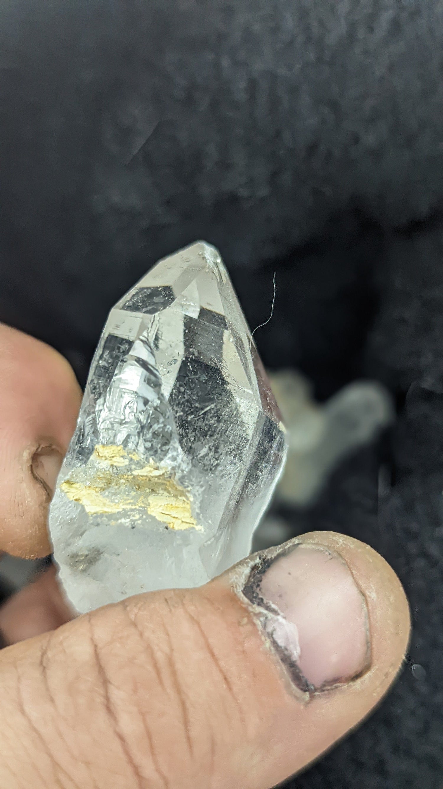 EsotericMineralsnCrystals Gemstones Water Clear quartz point with pyrite inclusion